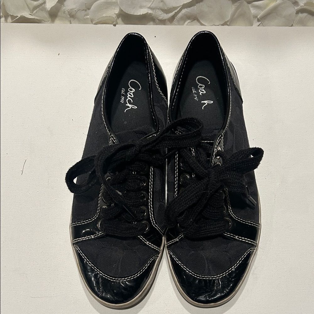 Coach Black Canvas Sneakers with Patent Trim